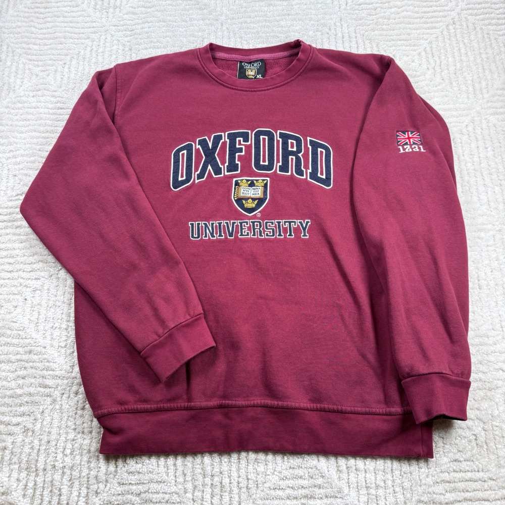 Oxford University Sweatshirt Men's XL Burgundy Collegiate Graphic Pullover Crew